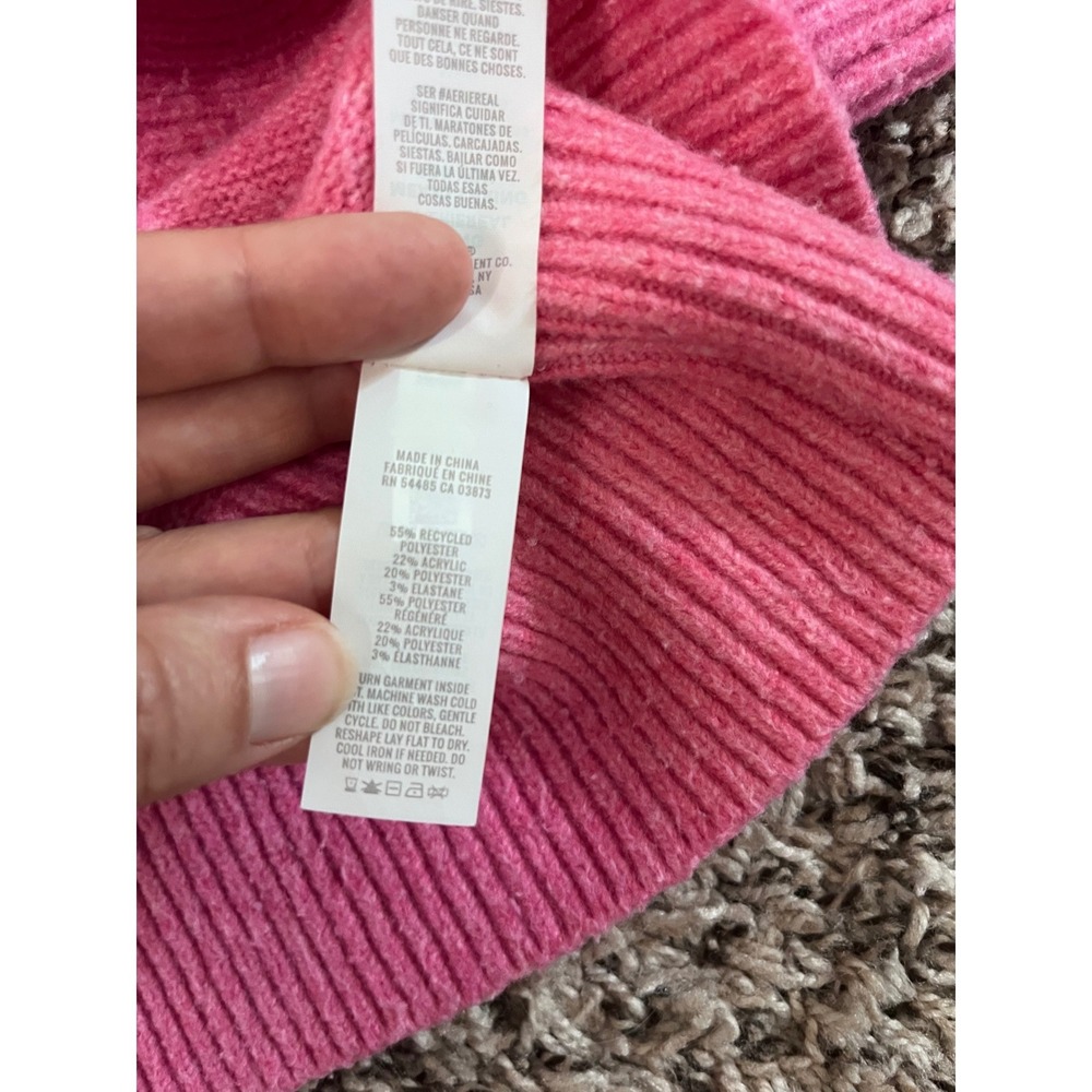 Aerie Womens Pink Oversized Crewneck Sweater Knit Pullover Medium M - Picture 8 of 9